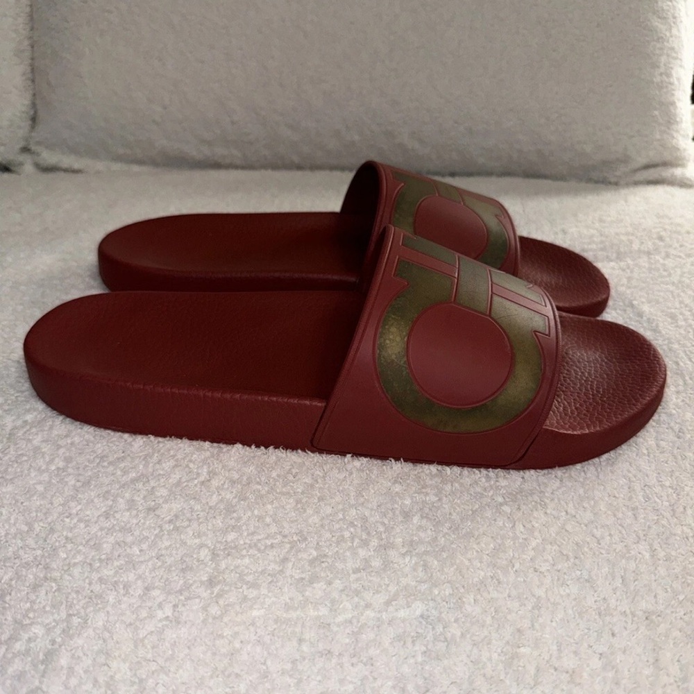 Salvatore Ferragamo Red and Gold Sandals 13US/47EU
